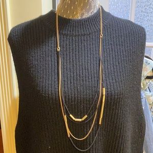 Lia Sophia mixed metal, layered necklace. 34 inch.